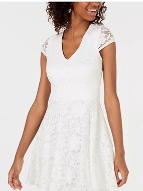 B Darlin Girls' White Lace Fit & Flare Dress